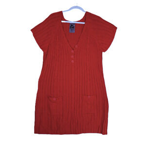 Extra Touch Collection Mini Sweater Dress Womens 3X Burnt Orange Pockets